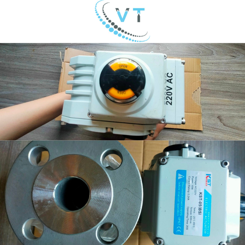 Van bi mặt bích JIS10K CF8 điều khiển điện on/off 220V  DN15-DN50