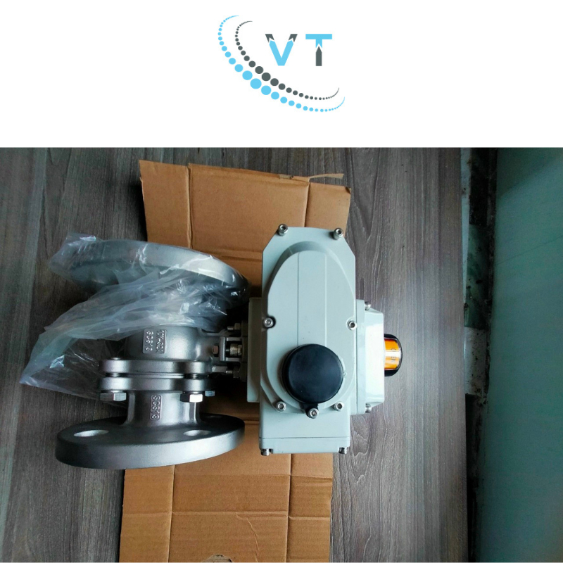 Van bi mặt bích JIS10K CF8 điều khiển điện on/off 220V  DN15-DN50