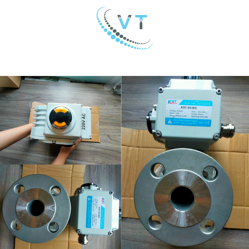 Van bi mặt bích JIS10K CF8 điều khiển điện on/off 220V  DN15-DN50