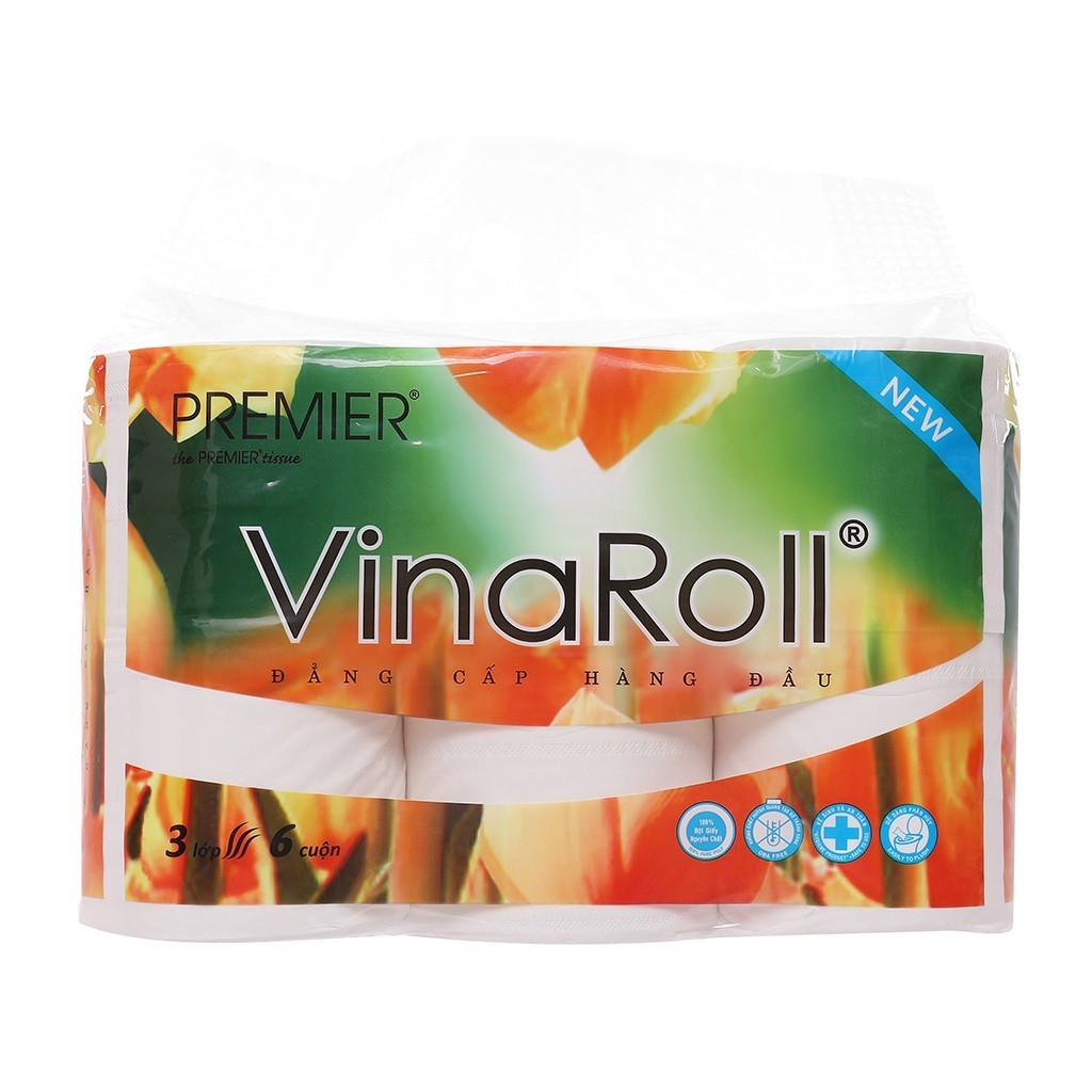 Ảnh Giấy vệ sinh PREMIER VinaRoll Không Lõi Siêu Dai 6 cuộn/ lốc 3