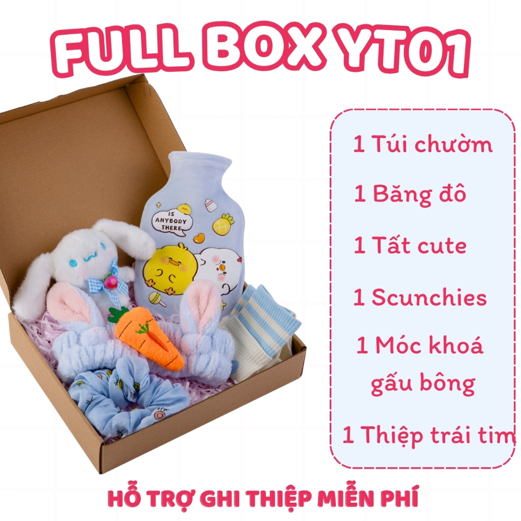 Ảnh Set quà tặng túi chườm nóng lạnh đa năng sưởi ấm giữ nhiệt giảm đau bụng Puha 350ml màu xanh 1