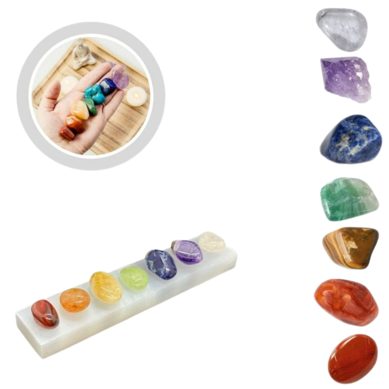 Túi đá thanh tẩy năng lượng 7 Chakra- Gemstone Crystal Reiki- Đá năng lượng phong thủy bỏ túi ví