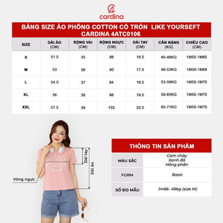 (Sẵn) 6ATC10  Áo thun nữ CARDINA cổ tròn chất liệu cotton chấm bi co dãn thoải mái kiểu dáng trẻ trung năng động 6ATC10