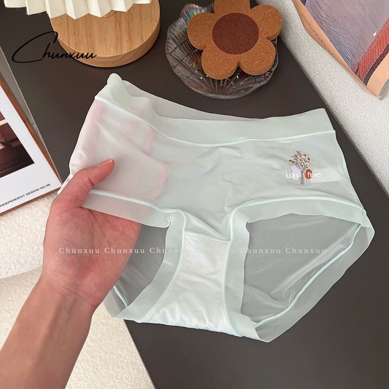 Quần Lót Nữ Không Viền Chất Su Lụa Phối Viền Chữ Mềm Mại Thoáng Mát 2919