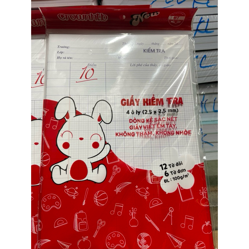 GIẤY KIỂM TRA CẤP 1, DÒNG KẺ 4 Ô LY - VPP QUỐC HUY