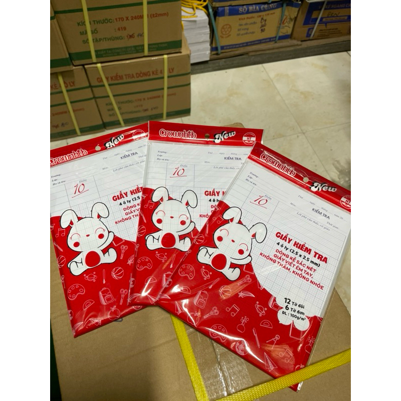GIẤY KIỂM TRA CẤP 1, DÒNG KẺ 4 Ô LY - VPP QUỐC HUY