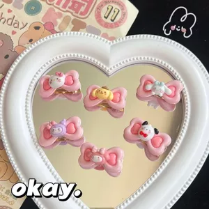 Set 2 Kẹp Tóc Mái Hình Nơ Trái Tim Đôi Hoạt Hình Dễ Thương K49