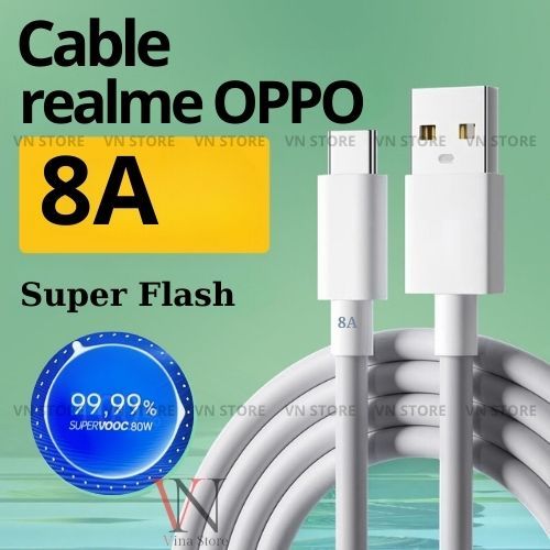Cáp Type C SuperVOOC 8A, sạc nhanh oppo realme chuẩn zin giao thức sạc vooc 33w 65w 80w