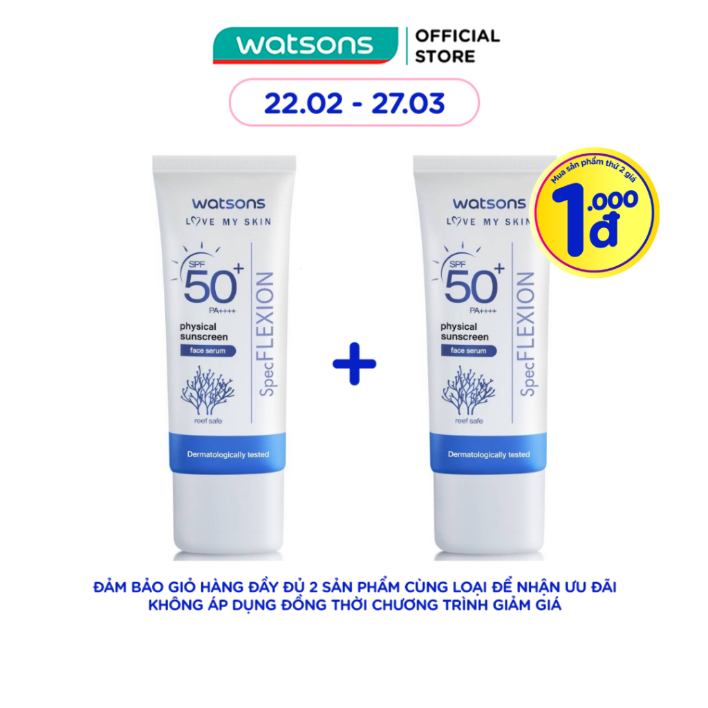 Tinh Chất Chống Nắng Watsons Physical Sunscreen Face Serum SPF50+ Pa
