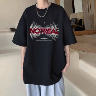 Áo thun unisex nam nữ tay lỡ form rộng chất cotton su in NOTREAL phong cách Hàn Quốc đầy cá tính
