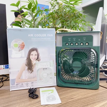 Quạt điều hòa hơi nước để bàn Air Cooler Fan có đèn LED, Quạt Điều Hòa Mini Có Khay Chứa Đá, Quạt Mini Để Bàn
