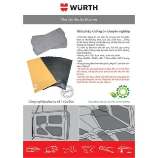 Hộp Dán Tiêu Âm , Cách Âm Chống Ồn ô tô Thương Hiệu Wurth ( Hộp bao gồm 6 tấm)