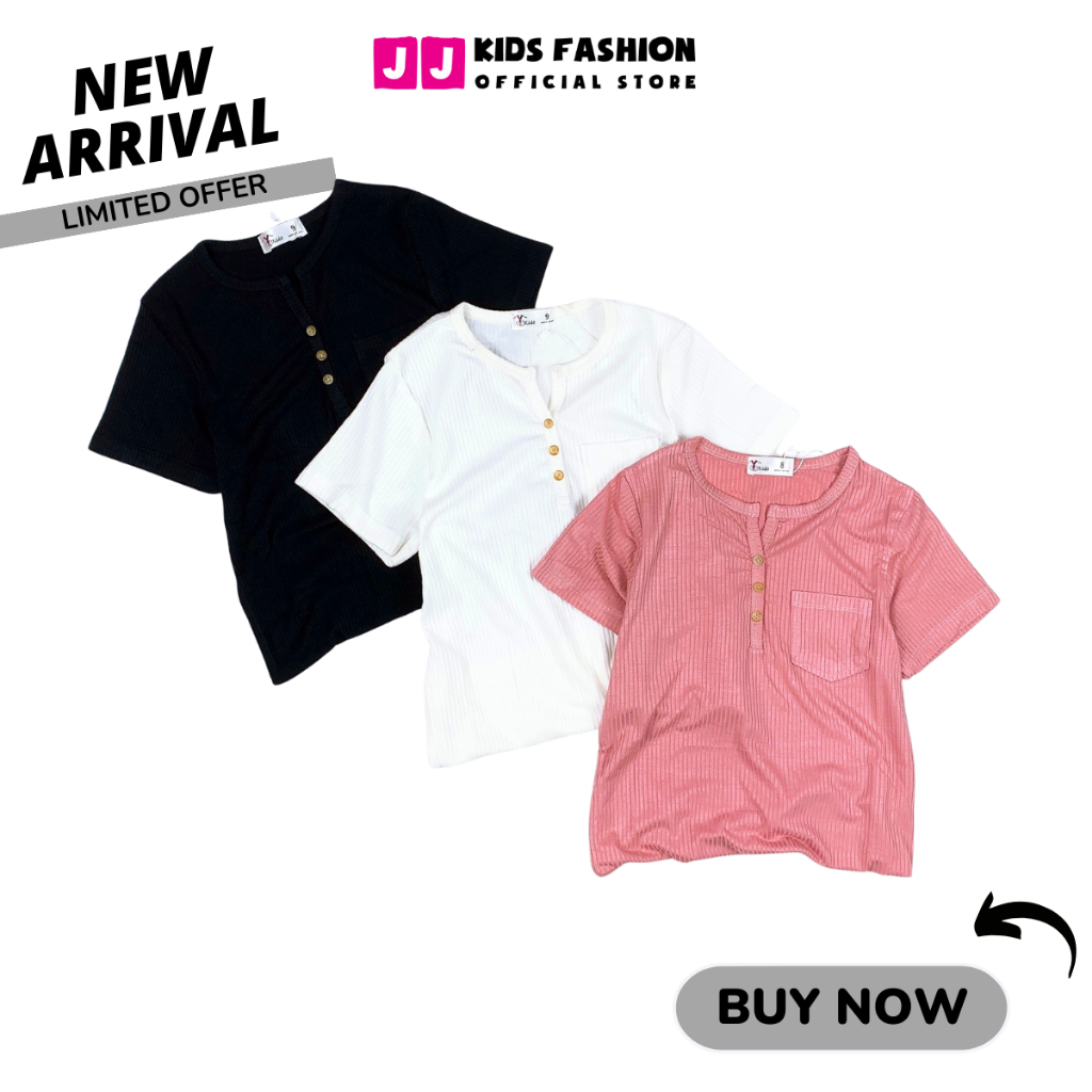 Áo thun cotton cho bé gái ngắn tay cao cấp full size JJ Kids
