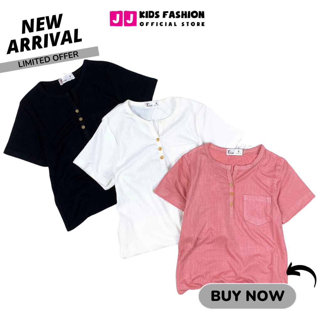 Áo thun cotton cho bé gái ngắn tay cao cấp full size JJ Kids