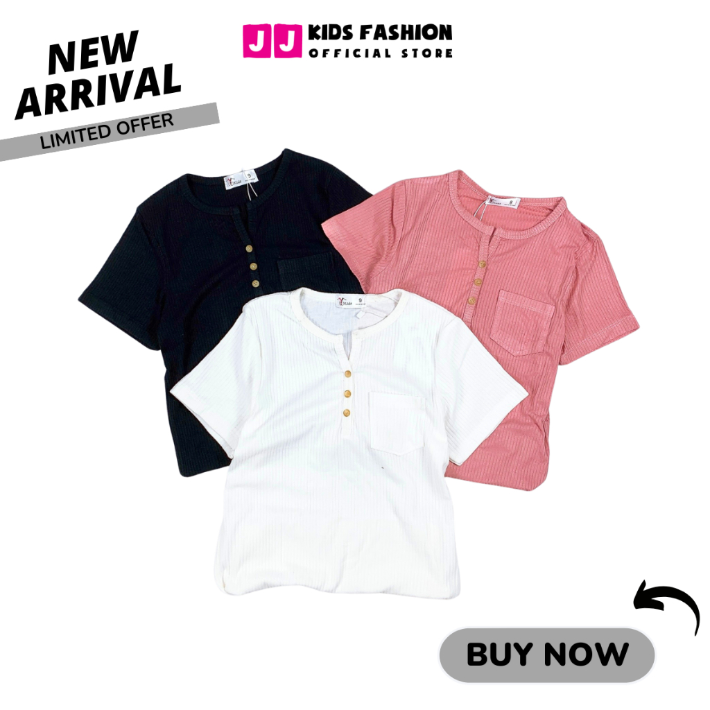 Áo thun cotton cho bé gái ngắn tay cao cấp full size JJ Kids