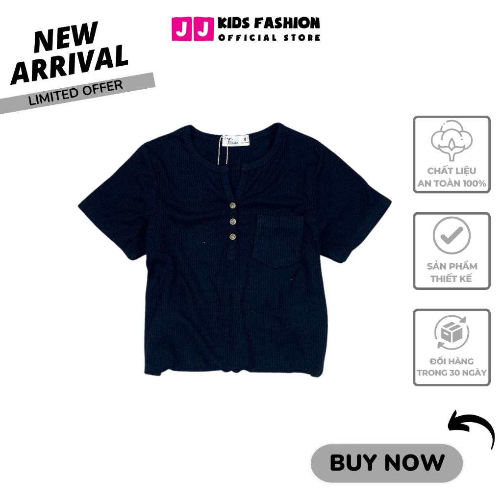 Áo thun cotton cho bé gái ngắn tay cao cấp full size JJ Kids