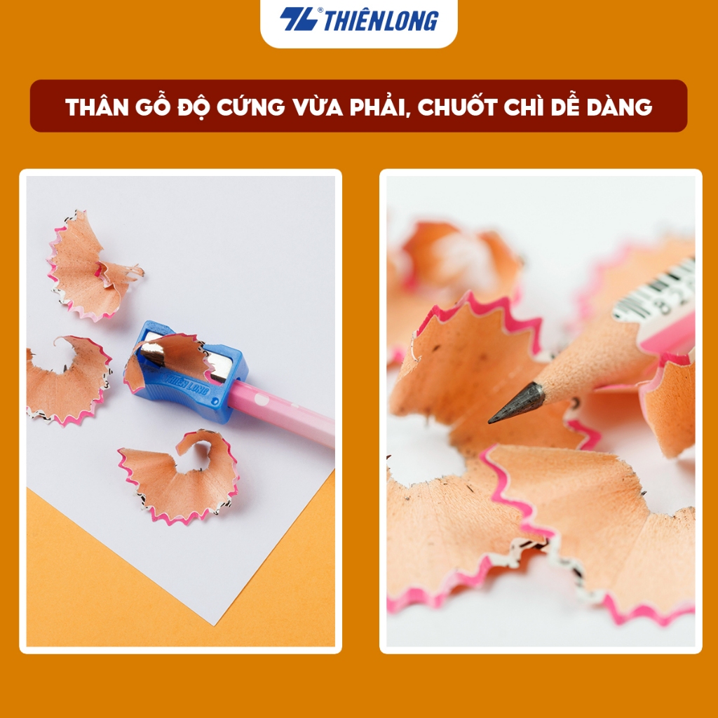 Combo 5 Bút chì gỗ Thiên Long TP GP-03, độ cứng 2B, thân lục giác, bút lướt nhẹ nhàng trên bề mặt viết, màu ngẫu nhiên | BigBuy360 - bigbuy360.vn