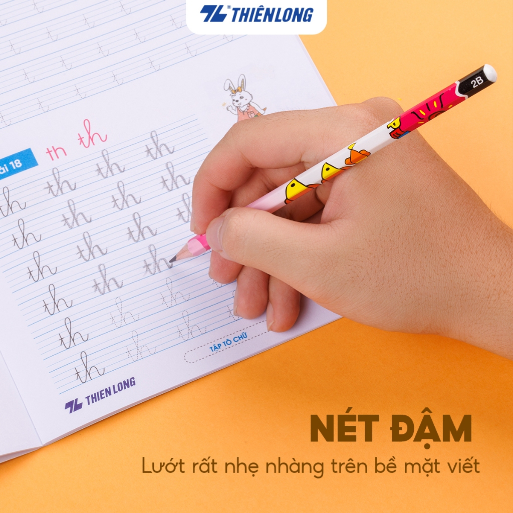 Combo 5 Bút chì gỗ Thiên Long TP GP-03, độ cứng 2B, thân lục giác, bút lướt nhẹ nhàng trên bề mặt viết, màu ngẫu nhiên | BigBuy360 - bigbuy360.vn