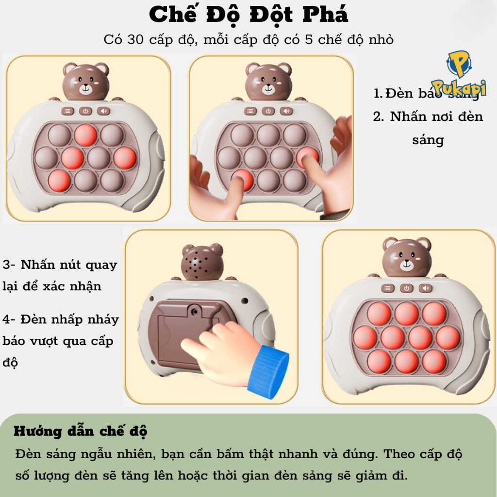 Pop It Điện Tử Đồ Chơi Pop It Tiếng Anh Giá Rẻ 999 Level Trò Chơi Bop It Bóp It Cầm Tay 999 lv- Đồ Chơi Cho Bé PUKAPI