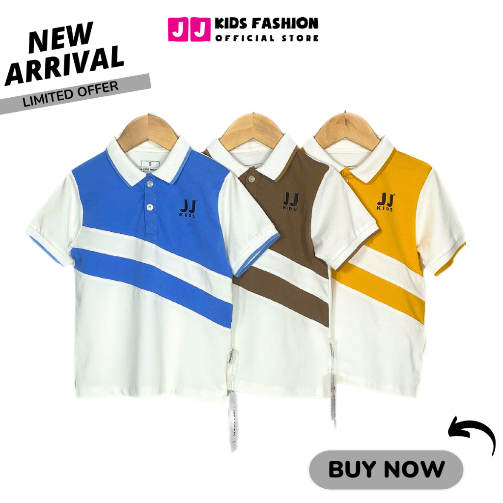Áo thun polo cho bé trai cộc tay có cổ cotton cá sấu full size 4 - 15 tuổi 22kg đến 43kg JJ Kids