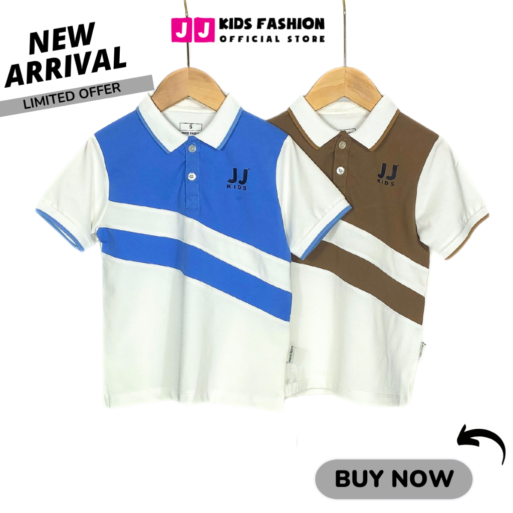 Áo thun polo cho bé trai cộc tay có cổ cotton cá sấu full size 4 - 15 tuổi 22kg đến 43kg JJ Kids