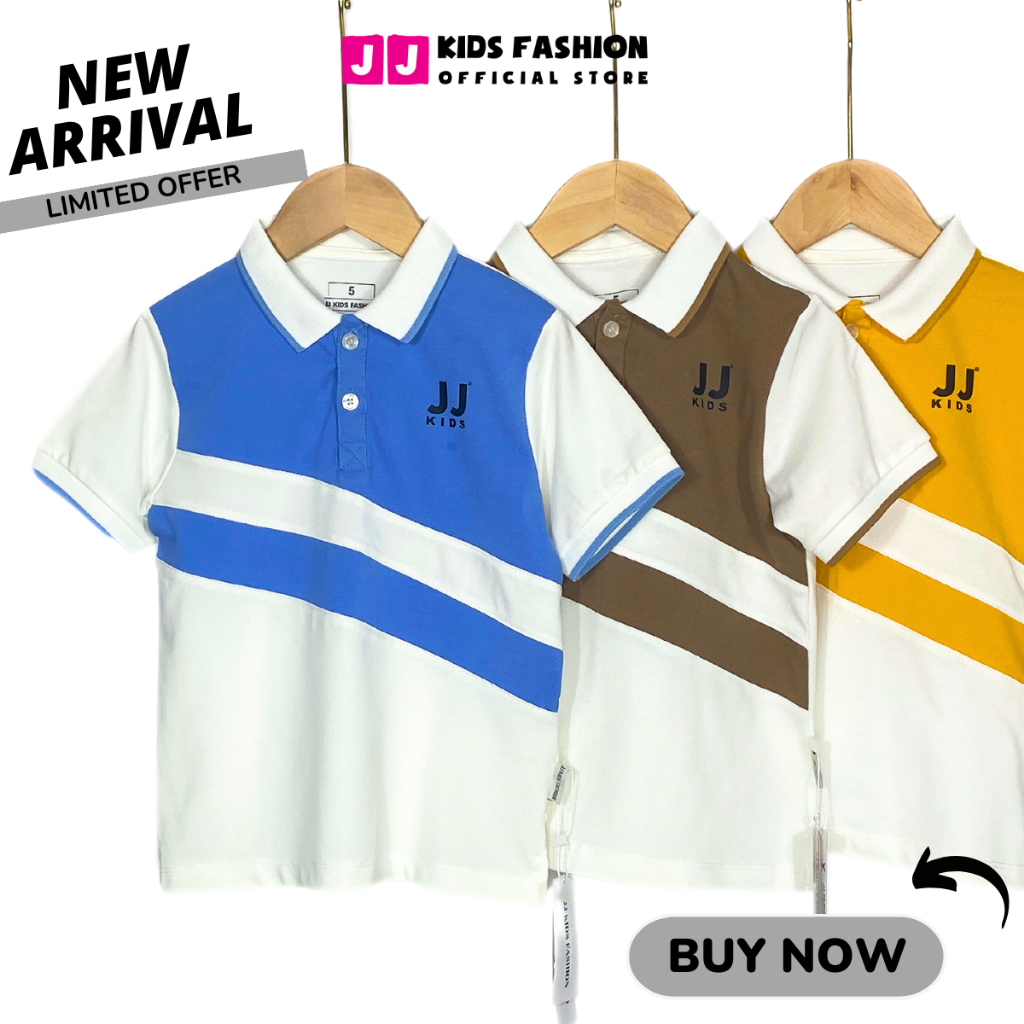 Áo thun polo cho bé trai cộc tay có cổ cotton cá sấu full size 4 - 15 tuổi 22kg đến 43kg JJ Kids