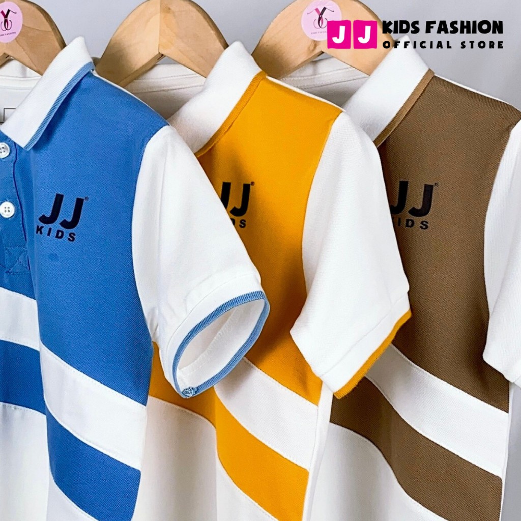 Áo thun polo cho bé trai cộc tay có cổ cotton cá sấu full size 4 - 15 tuổi 22kg đến 43kg JJ Kids