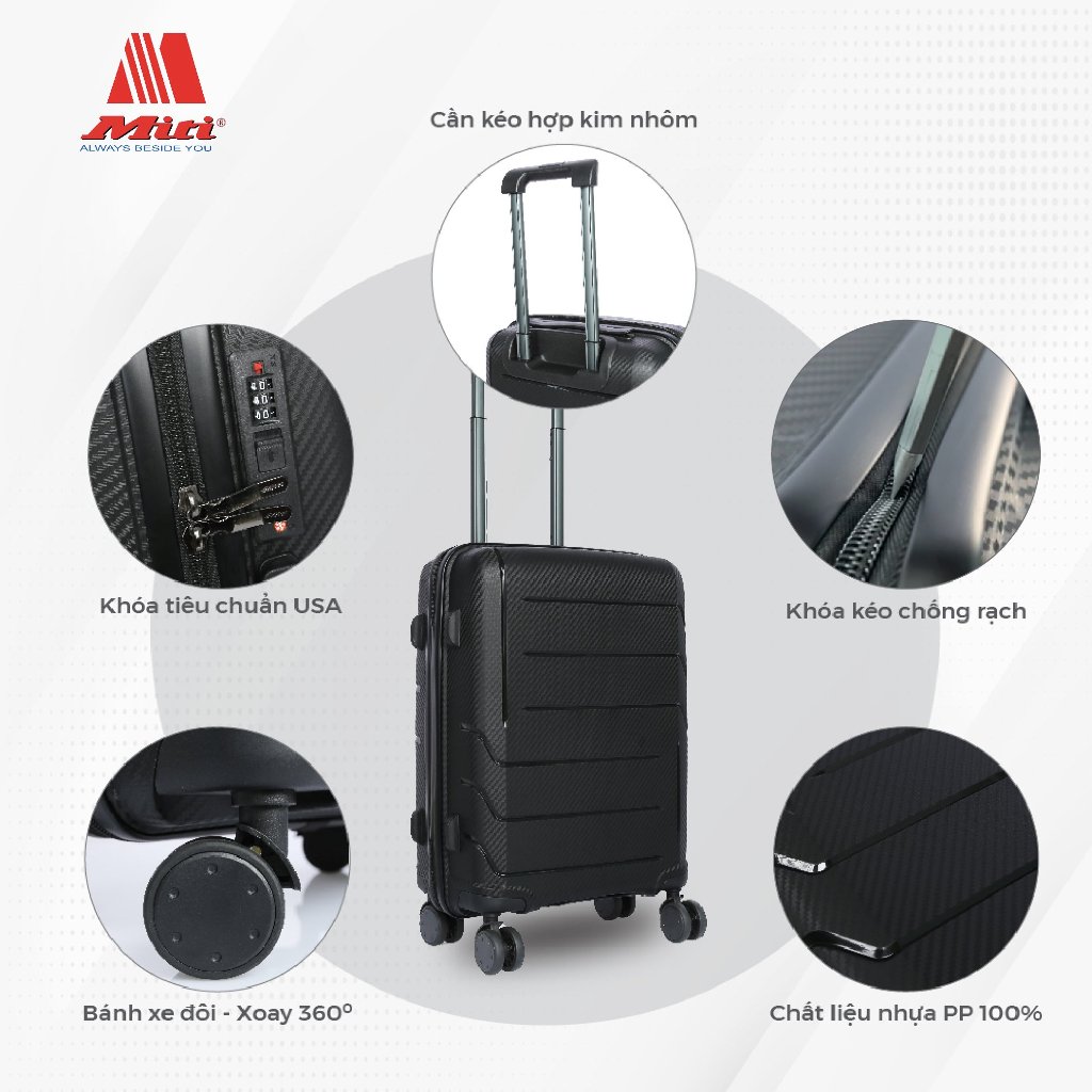 Ảnh Vali kéo du lịch Miti VL513049 nhựa 20 inch hành lý xách tay bảo hành 1