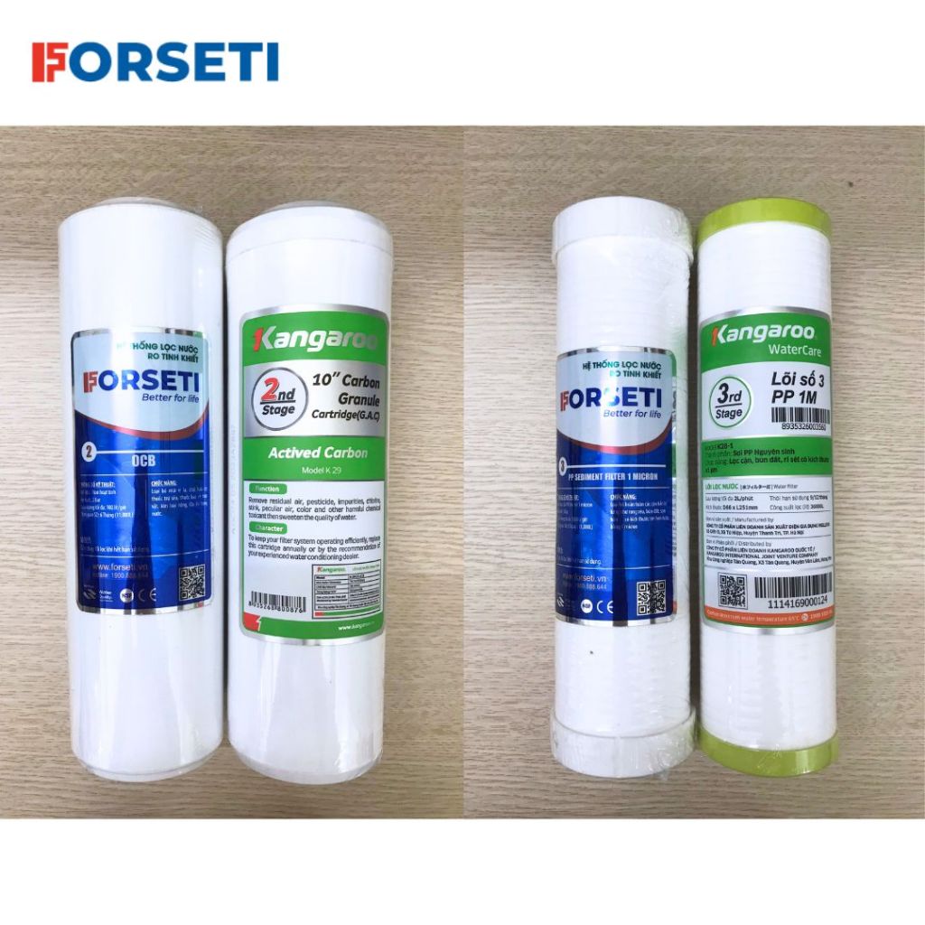 Ảnh Bộ 3 lõi lọc thô Forseti lõi số 1 - 2 - 3 dùng cho máy lọc nước RO Karofi, Kangaroo, Forseti, ... - Hàng chính hãng 4