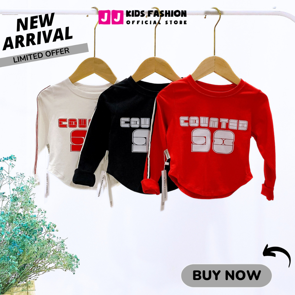 Áo thun croptop cho bé gái, áo phông croptop bé gái cao cấp dài tay full size | JJ Kids Fashion