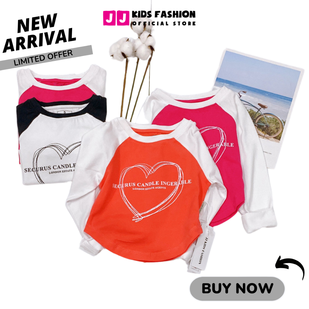Áo thun croptop cho bé gái, áo phông croptop bé gái cao cấp dài tay full size | JJ Kids Fashion