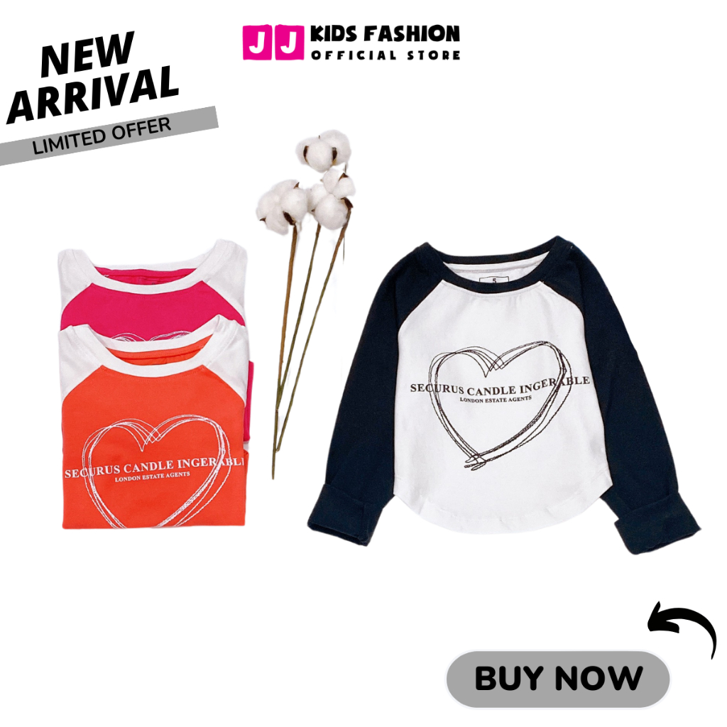 Áo thun croptop cho bé gái, áo phông croptop bé gái cao cấp dài tay full size | JJ Kids Fashion