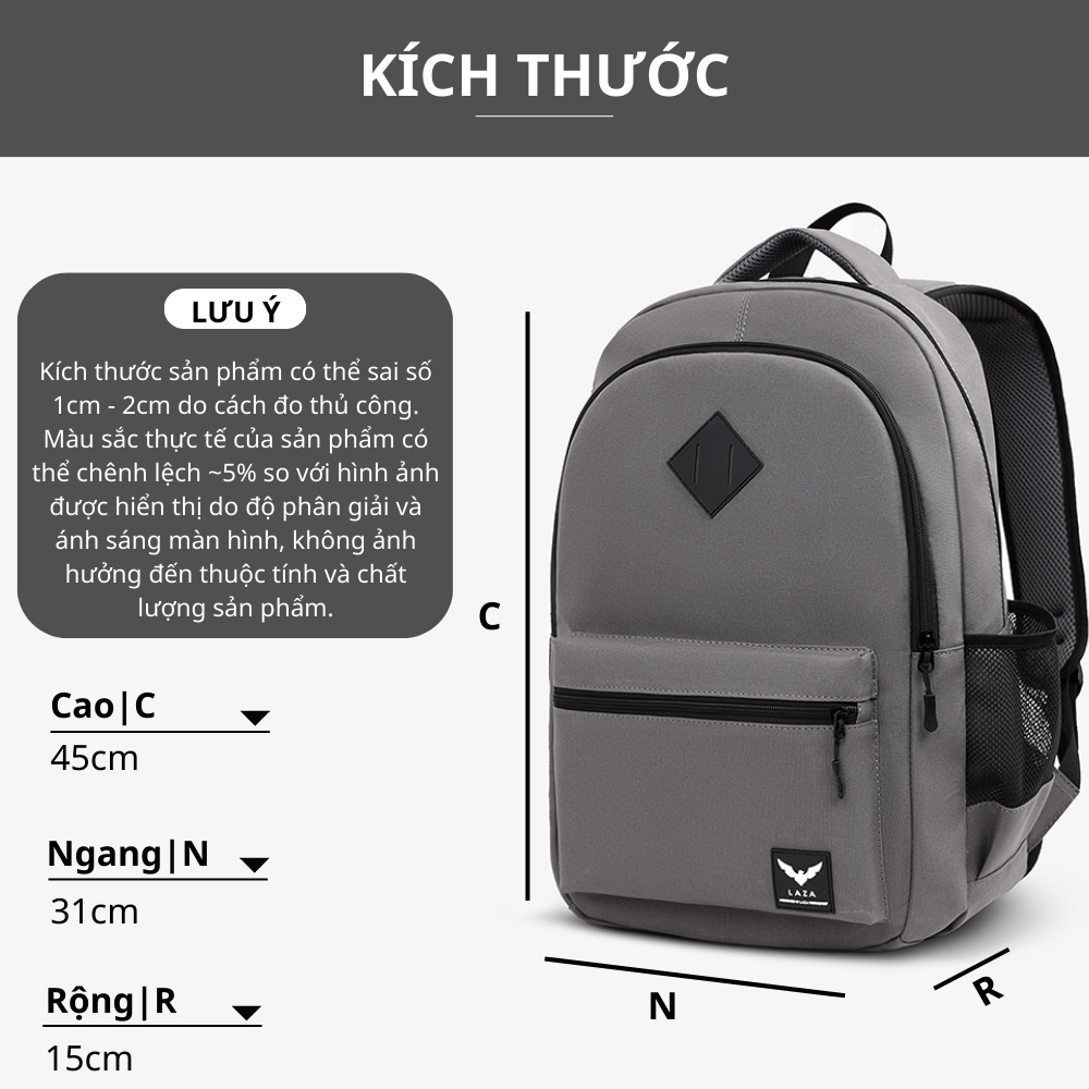 Ảnh Balo nam nữ thời trang LAZA Grote Backpack 432 có ngăn laptop chống sốc - Thương hiệu LAZA 4