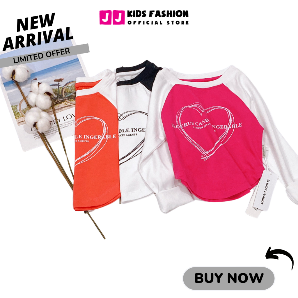 Áo thun croptop cho bé gái, áo phông croptop bé gái cao cấp dài tay full size | JJ Kids Fashion