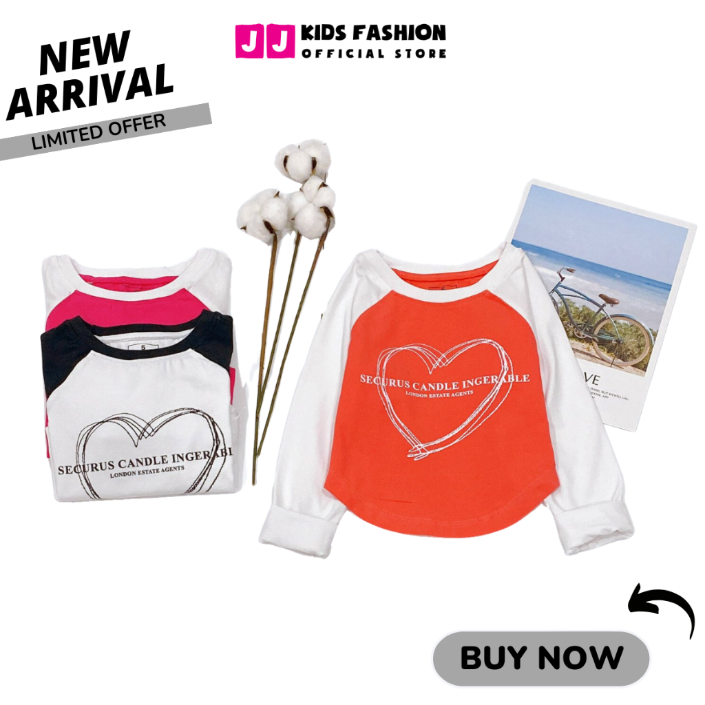 Áo thun croptop cho bé gái, áo phông croptop bé gái cao cấp dài tay full size | JJ Kids Fashion
