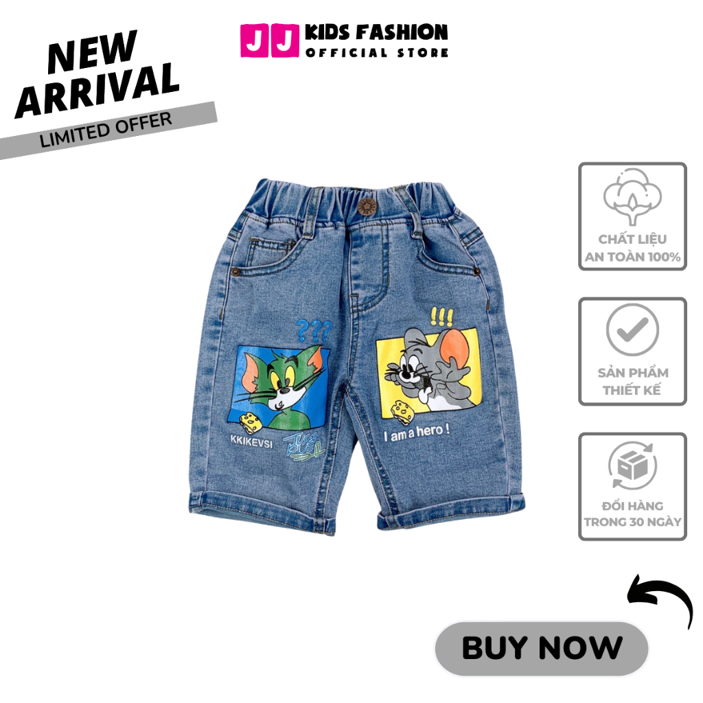Quần jean lửng bé trai năng động thoải mái full size - JJ Kids