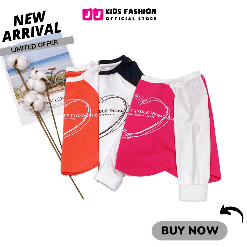 Áo thun croptop cho bé gái, áo phông croptop bé gái cao cấp dài tay full size | JJ Kids Fashion