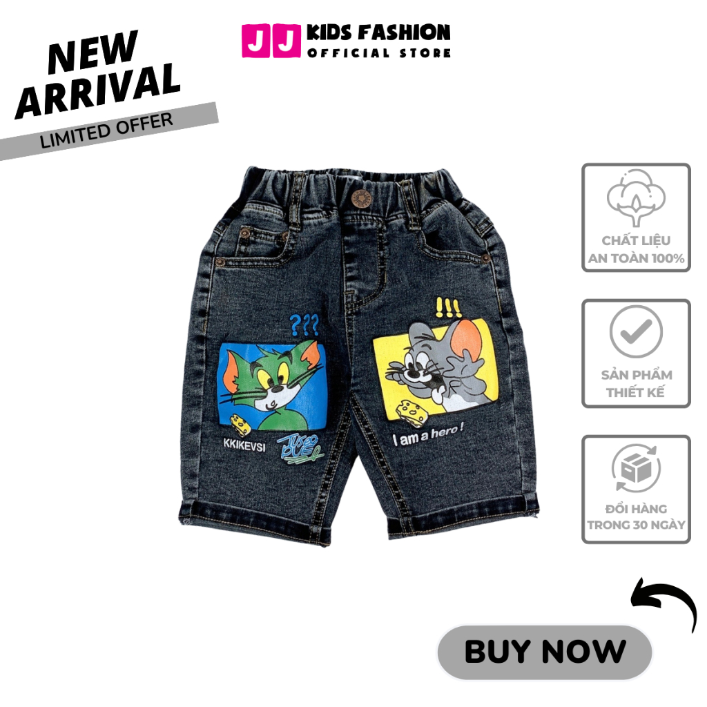 Quần jean lửng bé trai năng động thoải mái full size - JJ Kids