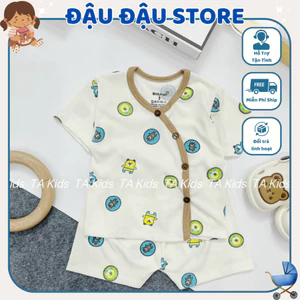 Set 5 Bộ Cộc Tay Vạt Chéo Cúc chéo Tăm Lạnh Cho Bé Sơ sinh,Bé Trai, Bé Gái 4-15kg Đậu Đậu Store freeship