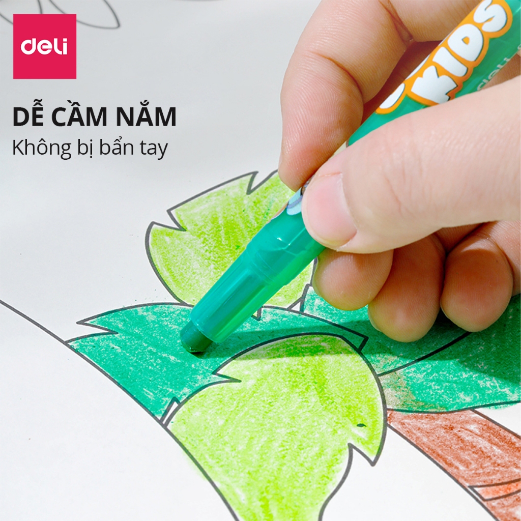 [TRỢ GIÁ] Bút Sáp Vặn Gấu Con Deli 12/24 Màu Sáp Tươi Sáng Lên Màu Chuẩn An Toàn Cho Trẻ Nhỏ Học Sinh Tô Vẽ Tranh