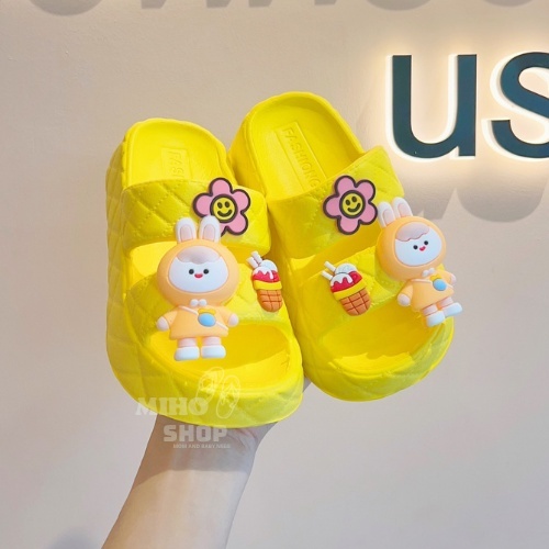 Dép bánh mì cho bé gái hình thỏ hoa mai siêu dễ thương, dép 2 quai chống nước đế cao siêu nhẹ và mềm
