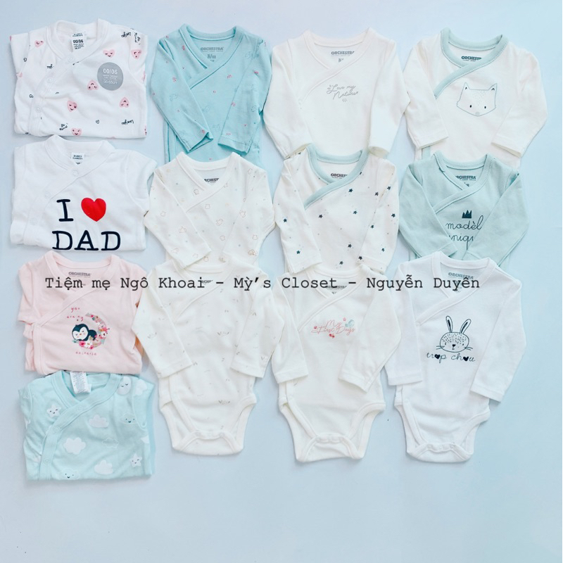 [MD78] Size 3/6m ORCHESTRA Body suit cài chéo kimono chất liệu cotton organic cho bé yêu