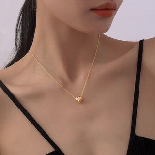 Không đen gỉ - Vòng cổ nữ, vòng cổ titan mặt trái tim larme accessories -DC0127