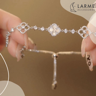 Lắc tay cỏ 4 lá vòng tay nữ màu bạc sang trọng freesize phong cách trẻ trung làm quà tặng Larme accessories -VT0167