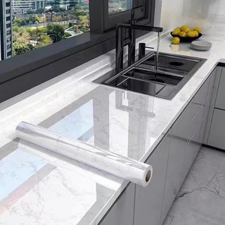 Decal tráng nhôm dán tường giả đá 3D, giấy dán bếp, dán bàn tủ khổ rộng 60cm mã QD0A4