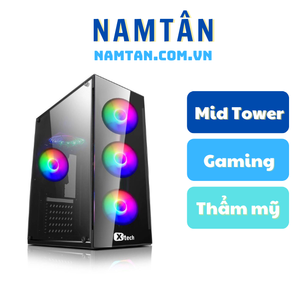 Vỏ Case máy tính XTECH G340 (Mid Tower/Màu Đen/Kèm 4 Fan RGB) | Shopee ...
