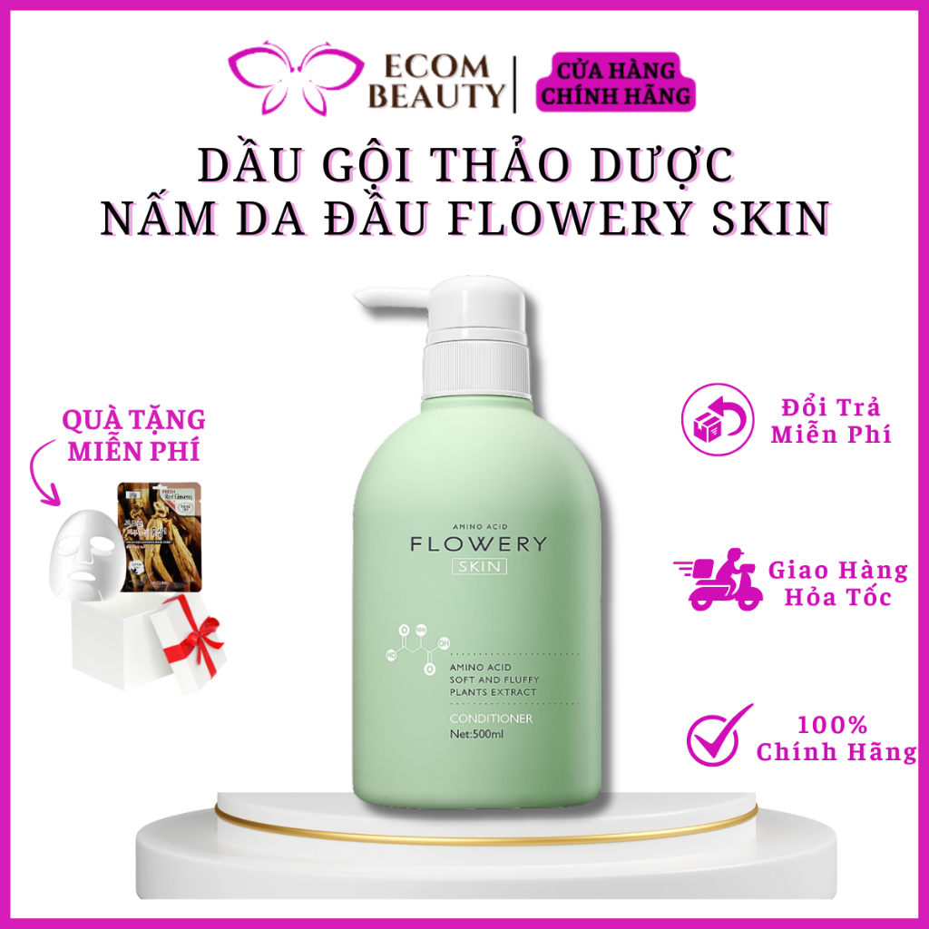 Dầu gội thảo dược nấm da đầu Flowery Skin - Combo gội xả muối biển ...