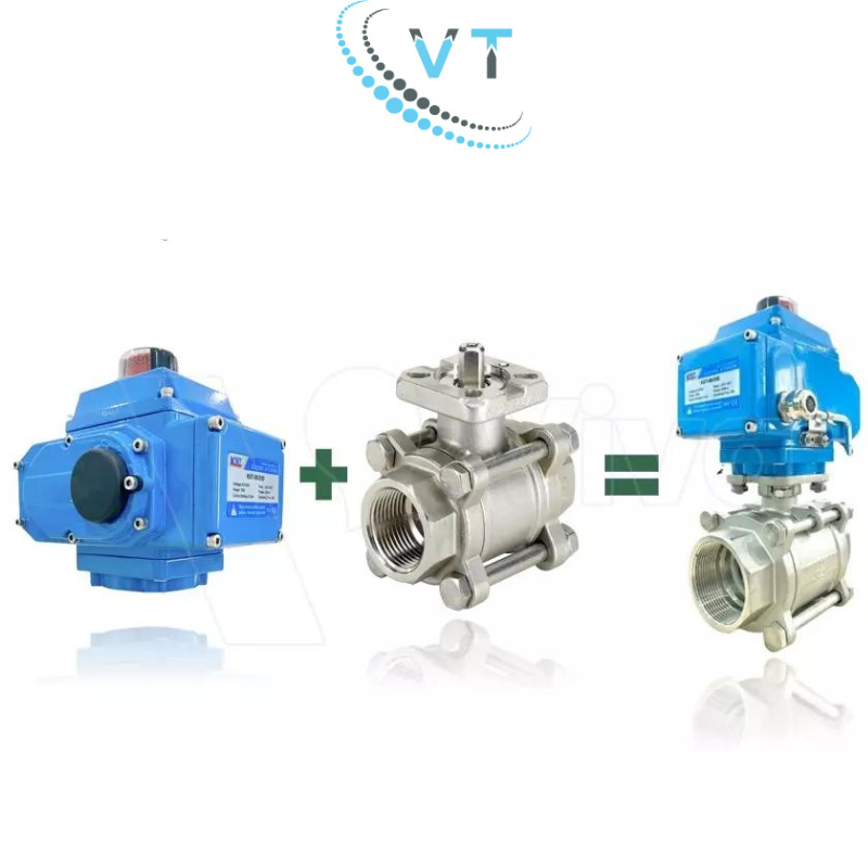 Van bi ren 3PC CF8 điều khiển điện on/off 220V