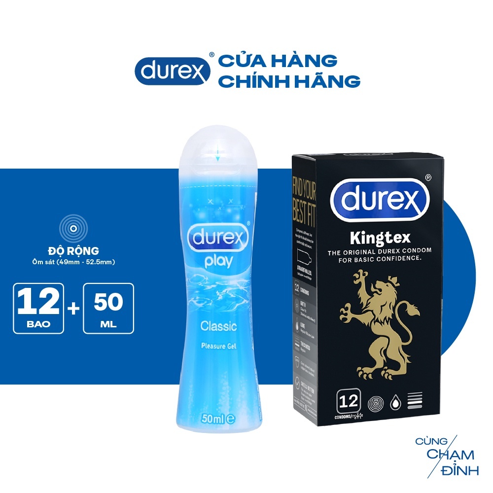 Ảnh Bộ 1 hộp Durex Kingtex ôm sát (size 49mm, 12 bao/hộp) và 1 chai Gel bôi trơn Classic gốc nước 50ml 2