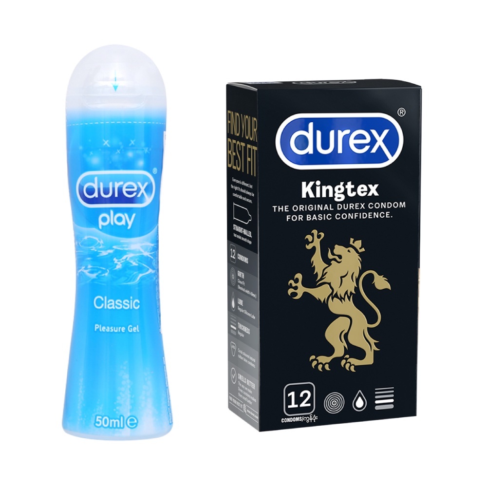 Ảnh Bộ 1 hộp Durex Kingtex ôm sát (size 49mm, 12 bao/hộp) và 1 chai Gel bôi trơn Classic gốc nước 50ml 1